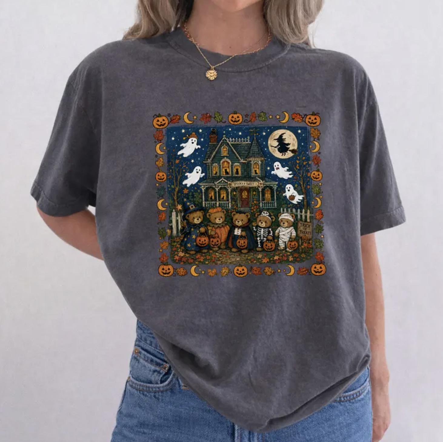 Vintage 90s Bears Halloween Comfort Colors Shirt, Trick Or Treat Bears T-shirt, Hauntted Hoouse Graphic Tee, Pumpkin Lover Gift Clothing