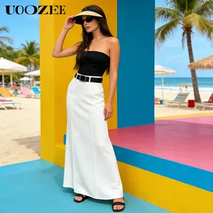 UOOZEE New  Women's 2026 Simple Solid Color Maxiskirt Autumn Spring Thick Fashion H-Shaped Zipper Skirt Loose Fit Elegant Daily Outings Dates Commuting Bottoms with Pockets Old Money Style