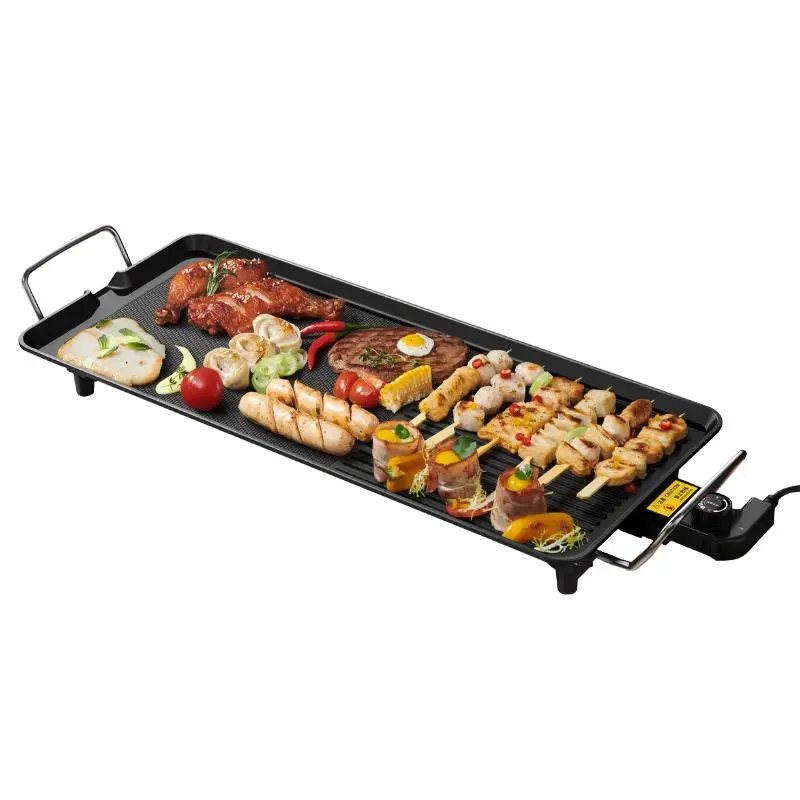 Electric Griddle Teppanyaki Grill, Indoor Smokeless Grill,Aluminum Handle to Prevent Scalding,5 Adjustable Temperatures,Non-stick Surface for Easy Cleaning Portable Barbecue Nonstick Griddle Portable Outdoor Griddle