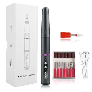 Electric Nail Drill Professional Kit with Adjustable Speed and 7Pcs Heads 15Pcs Cordless Portable Rechargeable Nail File Set for Acrylic Nails/DIY Manicure & Pedicure