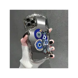 Evil Eye Mobile Phone Case, Adorned Floral Patterns And Butterfly Motifs,Suitable for iPhone17/iPhone17 air/iPhone17 pro/iPhone17 pro max/16 Pro Max/15 Pro Max/14 Pro Max/13 Pro Max/12 Pro Max/11 Pro Max , Compatible With Samsung Galaxy Series A54/A53
