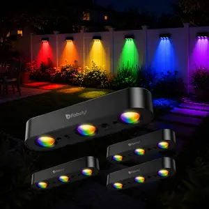 FabStyl RGB Solar Wall Fence Lights, Synchronously Change Color, Solar Step Lights, Bright Wall Lights, Outdoor Waterproof, Solar Powered Patio Decor for Wall, Rail, Porch, Backyard, Garden. Perfect for holiday decorations FallFreshness