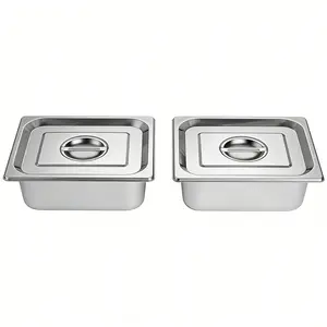 2-Pack Heavy-Duty Commercial Restaurant Pans - Steamer & Insulated Pans, 3.94 Inches Deep - Ideal for Commercial Kitchens, Catering Services, Buffets & Parties - Features Easy-to-Clean Surface & Space-Saving Design, Suitable for Food Warmers
