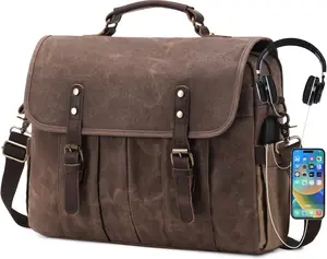 Messenger Bag for Men 15.6 Inch  Canvas  Briefcase for Men Laptop Bag Satchel  Bag