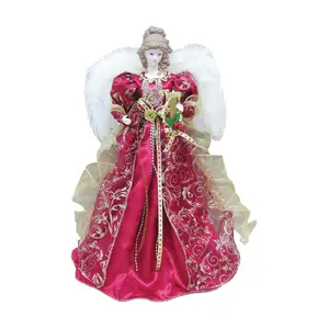 Santa's Workshop 16.5" Red Christmas Angel Tree Topper
