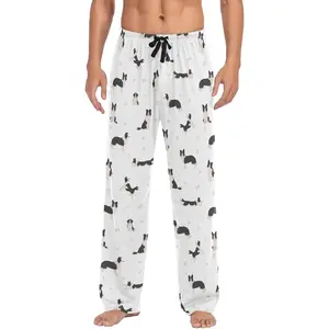 Men's Pajama Pants Super Soft Border Collie Dog Sleep Lounge Pants Pjs Bottoms with Pockets