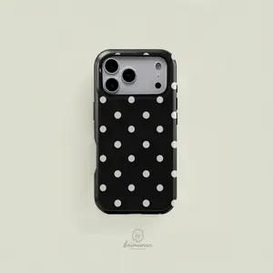 1pc Polka Dot Pattern Dual-Function Phone Case Cover, Durable, Shockproof, Protective, Fashionable Protection for iPhone 11 12 13 14 15 16 17 Pro Max, Samsung Galaxy S25 S24 S23 Ultra