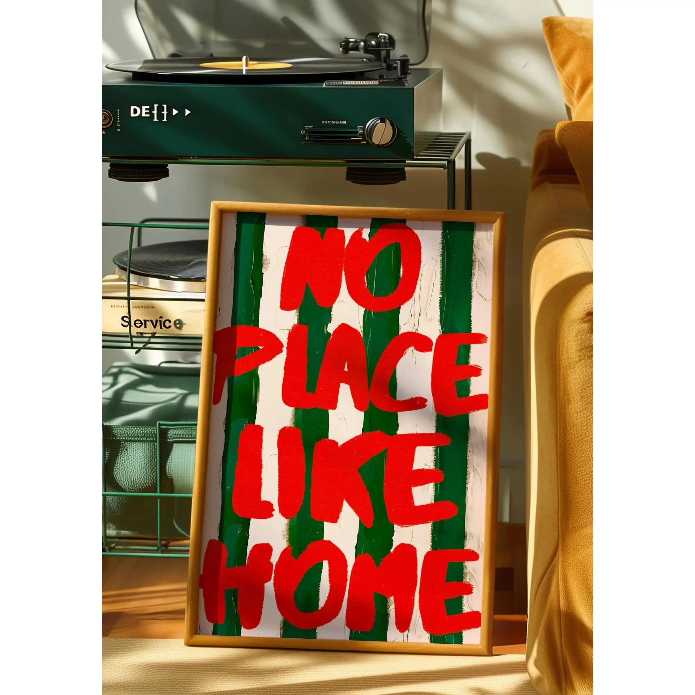 No Place Like Home Typography Poster, Red Stripe Wall Art Print, Eclectic Bedroom Decor, Dopamine Decor Printable Poster, Maximalist Art Print, Bold Home Gift