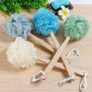 4 Pack Large Bath Loofah Sponges with Long Handle & Hanging Loop Heavy-Duty Spa Body Back Brush for Women & Men Durable Bath Shower System Ideal for Full Body Use Ergonomic Design for Comfort