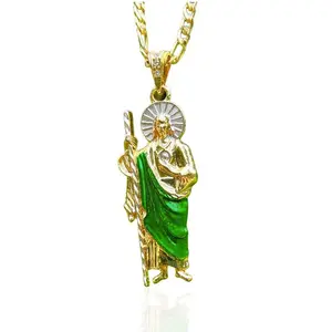 San Judas Tadeo Necklace Gold Plated - Cadena de San Judas Saint Jude Pendant - Religious Jewelry