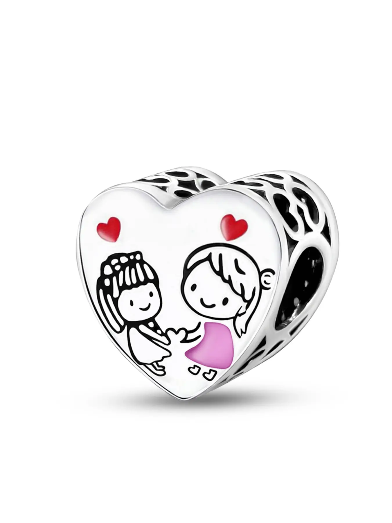 Copper Charm Beads for Her and Him Mother Lover Christmas Themes CZ Enamel Celestial Spacers for Daily Jewelry and Gifting
