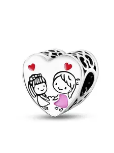 Copper Charm Beads for Her and Him Mother Lover Christmas Themes CZ Enamel Celestial Spacers for Daily Jewelry and Gifting