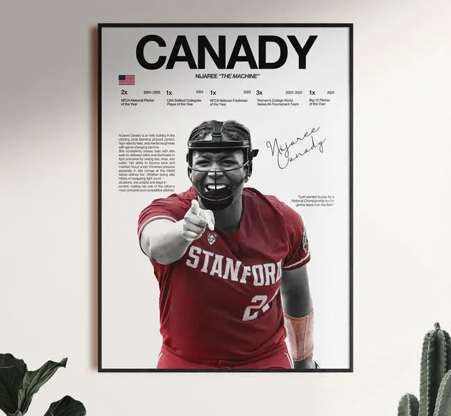 NiJaree Canady Poster, Softball Wall Art, , Stanford Cardinal Pitcher Print, Sports Room Decor, Gift For Softball Fans - POSTER NO FRAME