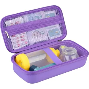 Travel Carrying Case for Asthma Inhaler, Handheld Spacer for Adults and Kids, Masks, Hard Inhaler Case with Mesh Pocket fit Medicine and Other Essentials