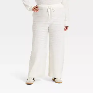 Women's High-Rise Full Sweater Pull-On Pants - Universal Thread Cream XXL