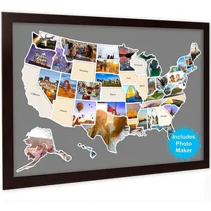 Photo Map - 50 States Travel Map 24 x 36 in, Includes Photo Maker, Idea  for Lovers Couples Adventurers,  Weve Visited Vocation Travel  Wall Decor (Frame NOT Included)