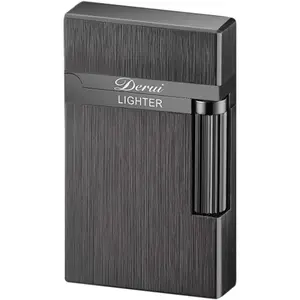 Classic Lighter, Butane Brushed Lighter, Side Slide Lgnition Tone Trench Lighter for Men Dad Husband Collect,Black