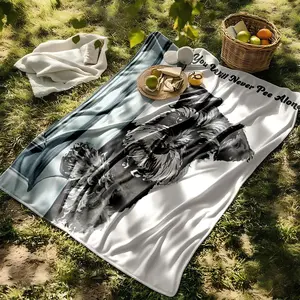 1 piece Adorable Schnauzer Guarding Warm Moments themed flannel blanket - Flannel blanket with modern design, suitable for sofas and beds, all-season use, super soft and comfortable, digitally printed pattern, 100% polyester material, machine