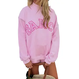 Women's Sweat Set Loose Fit Casual Stylish Letter Embroidered Long Sleeve Sweatshirt and Wide Leg Shorts 2 Pcs Set Pants Tops Clothes Womenswear