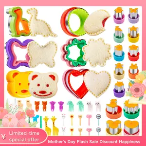 Sandwich Cutter for Kids 48 Pcs, Cookie Cutters, Fruit Vegetable Cutter Shapes, Food Picks for Bento Box, Mouse Dinosaur Star Square Heart Shape