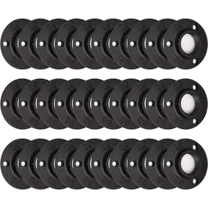 1" Antirust Black Painted Floor Flange, 30 Pack Malleable iron Pipe Fittings for Industrial  style, Flanges with Threaded Hole for DIY Project/Furniture/Shelving Decoration (30, 1")
