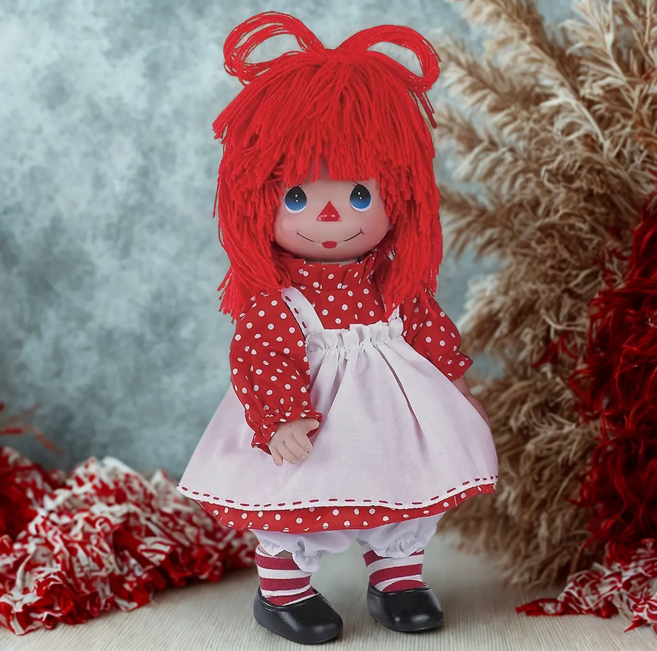"Officially Licensed Precious Moments Pretty in Polka Dots Raggedy Ann Doll by Linda Rick"