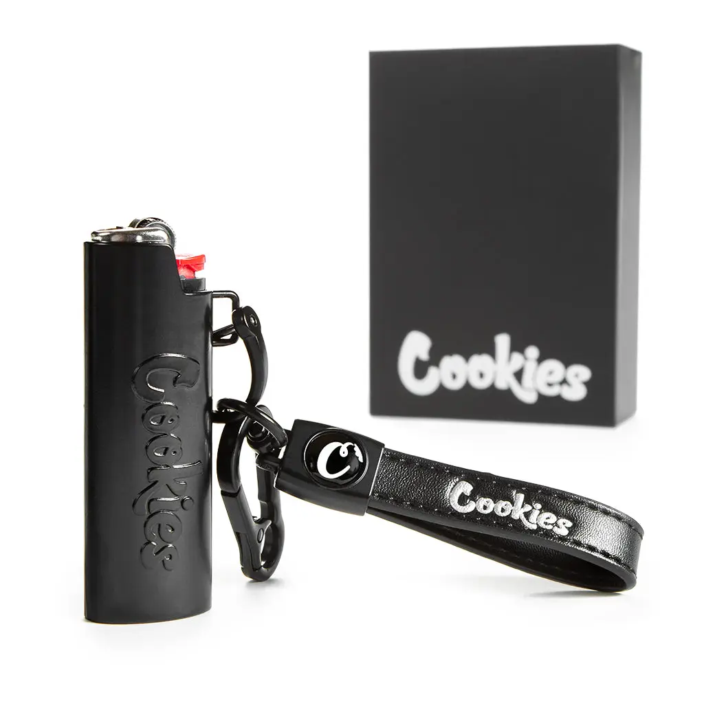 Cookies Metal Lighter Holder with Leather Loop Cookies Metal Lighter Holder with Leather Loop