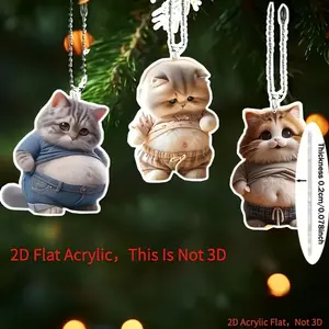 Acrylic Cat Keychain & Bag Charm, Durable Cute Accessory for Backpacks, Car Keys, Pet Lovers, Ideal Gift for Cat Enthusiasts