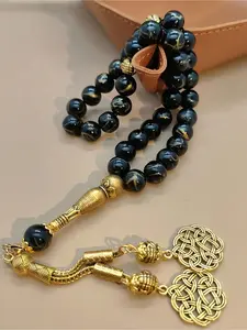 Vintage Style 33-Bead Glass Tasbih Bracelet for Men, 10mm No Mosaic Material Anxiety Relief