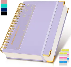 Spiral Notebook Journal 7.6 x 10, 300 Pages Hardcover Leather Lined Journals for Women Men, B5 Large College Ruled Notebooks with 100 GSM Thick Paper, Spiral Journal for Writing Work, Purple