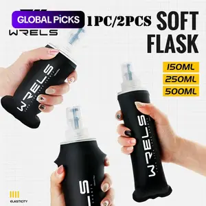 150ML/500ML Black Sports Soft Water Bottle, Portable Foldable Sports Water Bottle, Bite-Valve Hydration Tumbler, Flip Lid Bottle, Sports Water Bottle, Gym Bottle, Ideal for Outdoor Cycling, Trail Running and Mountaineering #GLOBAL PICKS