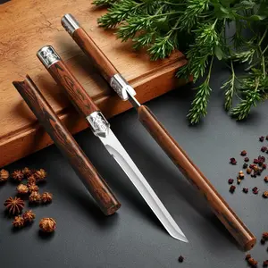2pcs Multi-functional Stainless Steel Straight Fruit Knife, Outdoor Portable BBQ Camping Knives Set, Magic Pen Hand Meat & Vegetable Kitchen Knife.