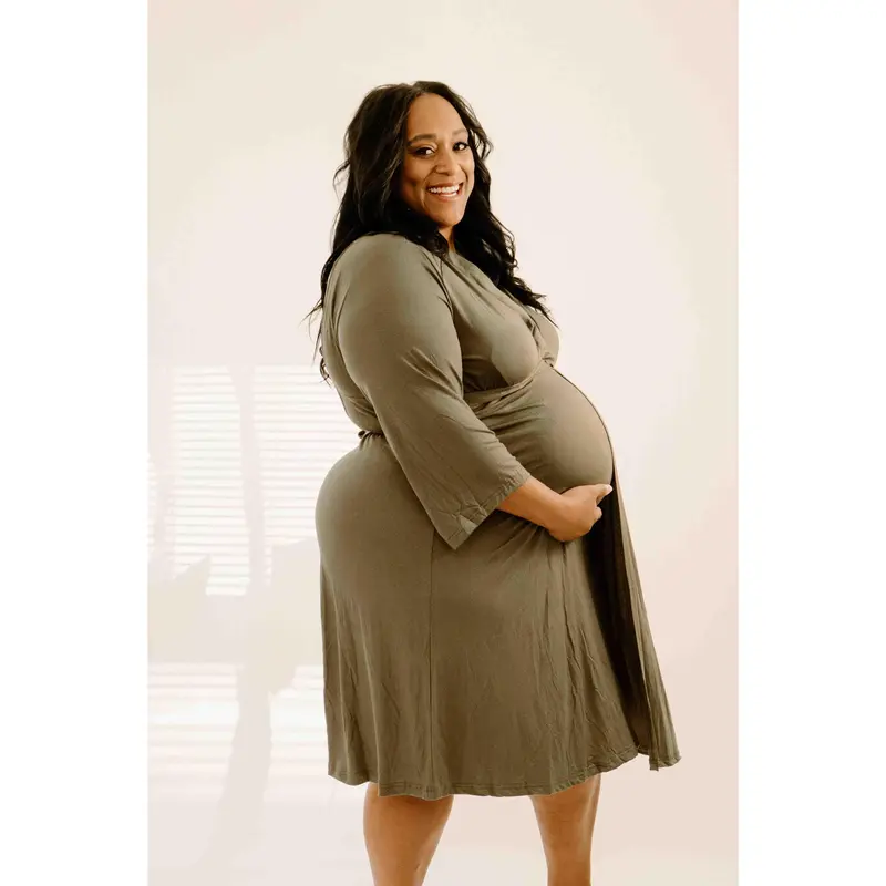 sage green maternity dress plus size Kennedy Blue Leo Maternity Bridesmaid Dress