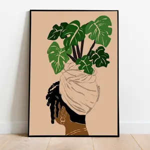 Black Girl with Locs Afro Art Print Unframed Dreads Woman Illustration for Room Decor Black Woman with Dreadlocks Wall Art Home Decoration