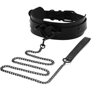 Black Heart Choker  for Women, PU Leather Goth Necklace  Chain Set for Punk Emo Y2K  Accessories