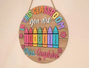 Personalized Teacher Door Sign  Classroom Door Hanger, Classroom Decor, Classroom Welcome Sign, Teacher Gifts,Glowforge Laser Cut File