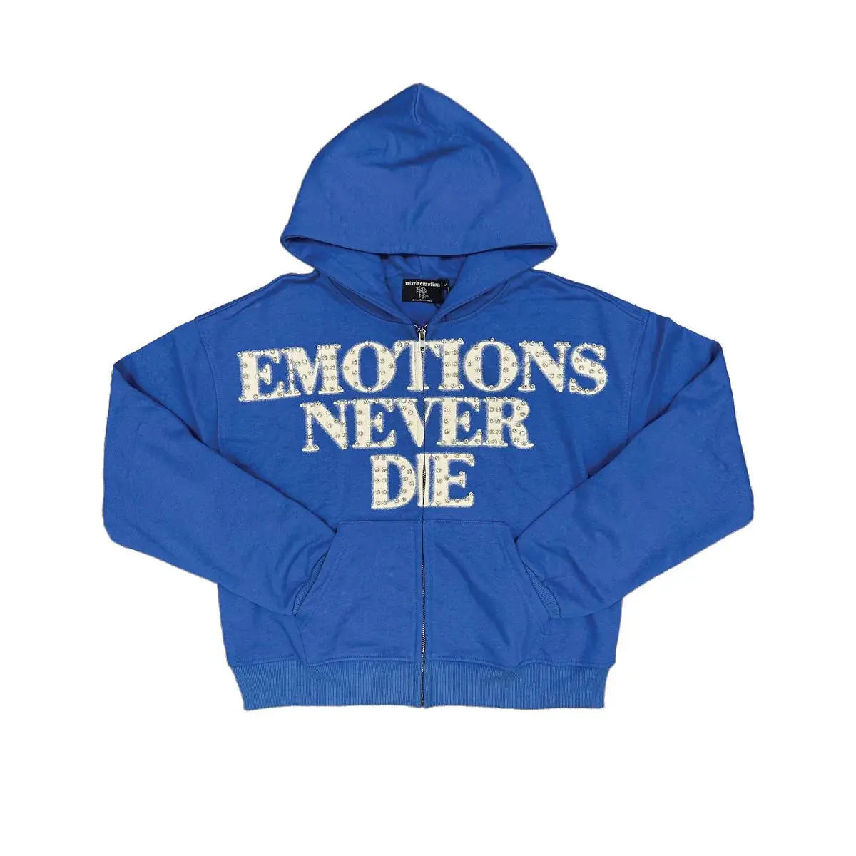 Mixed Emotions END Rhinestone Hoodie Blue