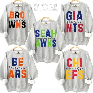 First Down Football Sport Grey Retro Style Crewneck Sweatshirt , Vintage 90s TEAM Footballl Unisex Pullover , Custom Team, Perfect Gift for Football Fans OC