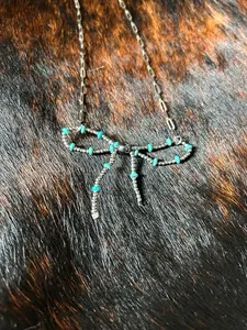 Silver and Turquoise Bow Necklace