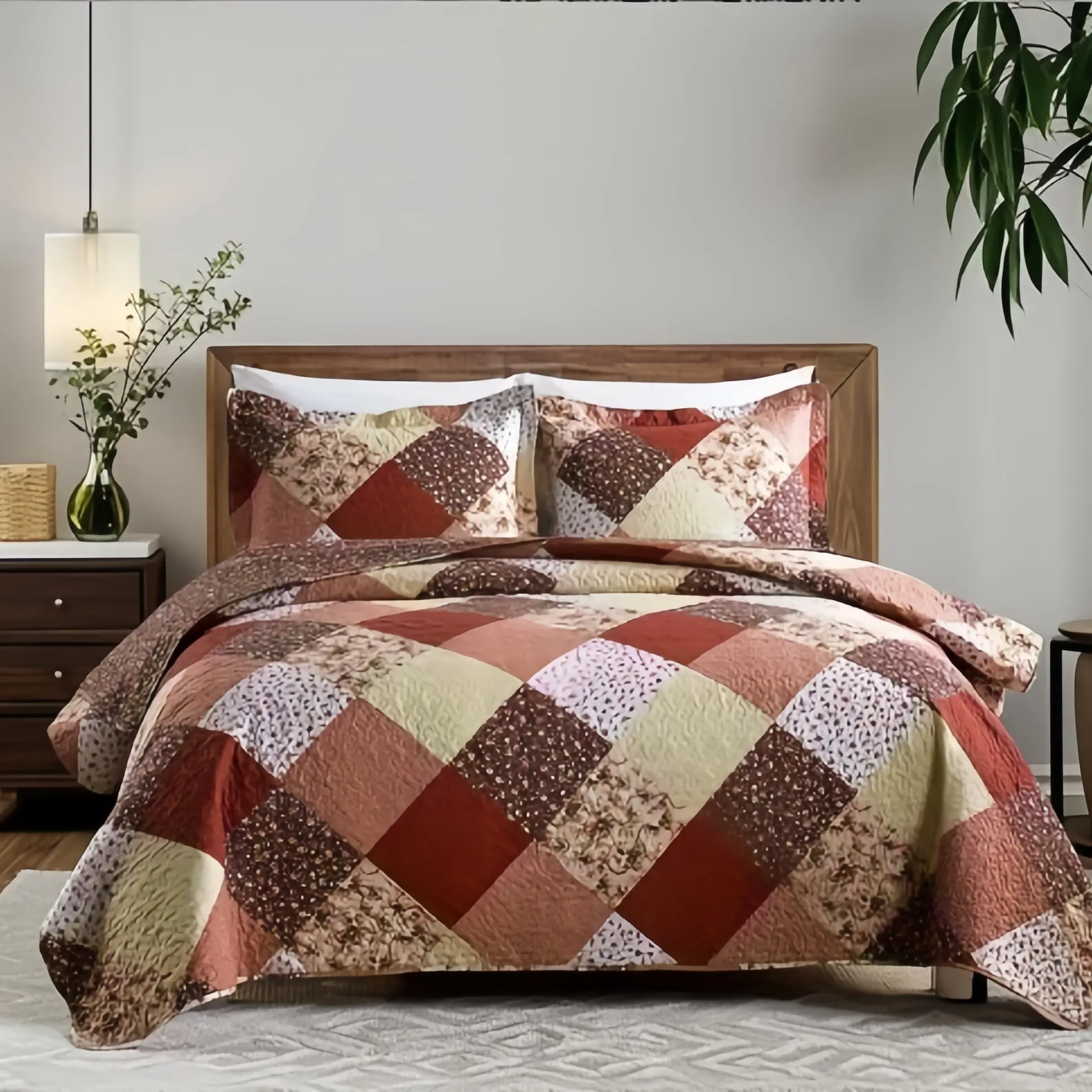 2-Piece Quilted Bedspread Set, Breathable Comfortable Active Print, Bedroom Essential, All-Season Use, Patchwork Quilt Sets, Patchwork Bedspreads Set