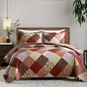 2-Piece Quilted Bedspread Set, Breathable Comfortable Active Print, Bedroom Essential, All-Season Use, Patchwork Quilt Sets