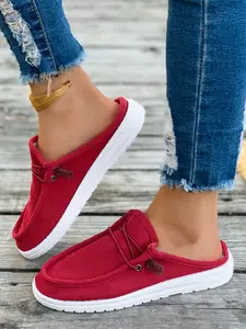 New Large Size Solid Color Canvas Slip-On Shoes, Seven Colors Available, Breathable Casual Footwear for All Seasons, Easy Wear Daily & Festival Style