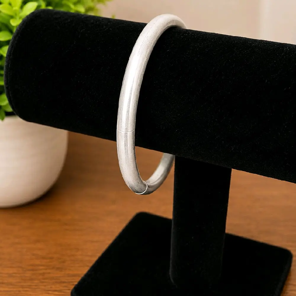Silver-Tone Hinged Bangle Bracelet