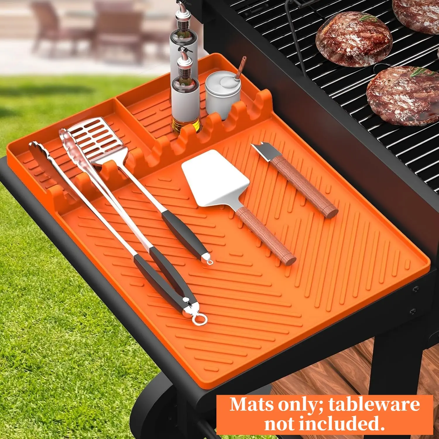 Silicone Griddle Tools Mat, Waterproof & Oil-Proof Spatula Drain Pad, Multifunctional Side Shelf Mat, Grill Utensils, Essential Travel Accessory