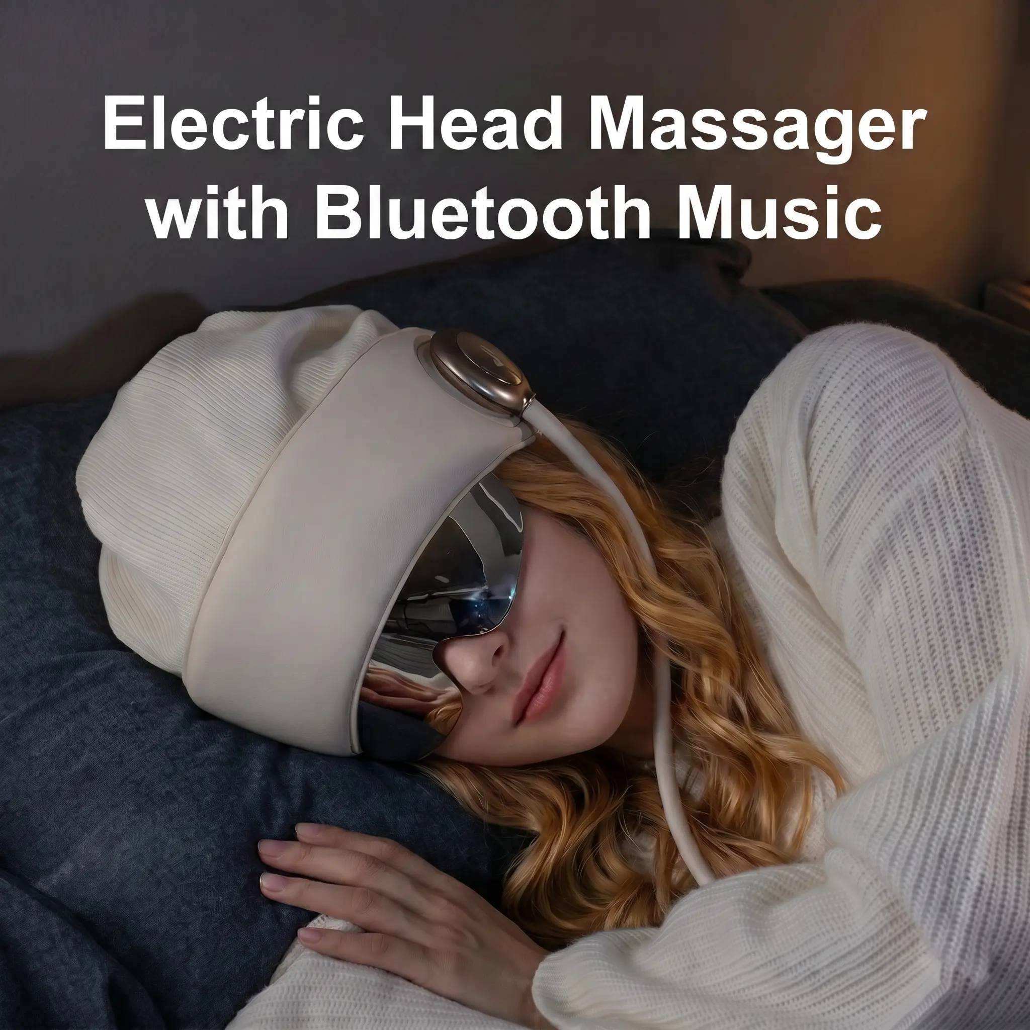 Wireless Visible Head Massager with Heat - Smart Portable 360° Silicone Airbag Temple Massage, Bluetooth Music, Battery-Powered Relaxation Aid, Beauty & Personal Care Device for Migraine Relief, Perfect Holiday Gift