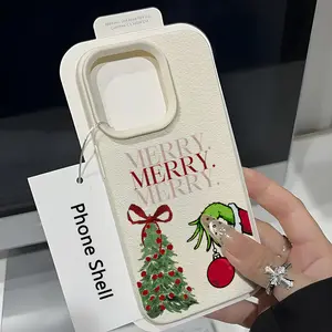 Christmas Tree Hand UV Print Leather Pattern Phone Case, Soft Tpu Protection for iPhone & Samsung Series, Fashionable Gift