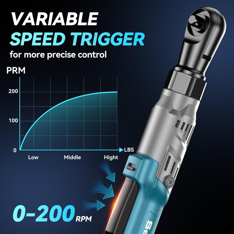 Seesii 3/8" Cordless Ratchet Wrench with 66Ft-lbs 200RPM, 2 x 21V Batteries, Power Ratchet Driver with Variable Speed,8 Sockets, 1/4" and 1/2" Adapter, and 3" Extension Bar, RT600B Black Friday Deals