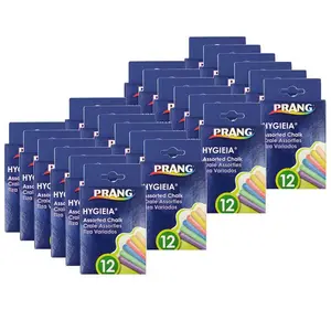 Hygieia Dustless Board Chalk, 3-1/4" x 3/8", Assorted, 12 Per Box, 24 Boxes