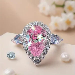 Luxury Topaz Faux Royal Blue Birthstone Teardrop Ring Non Traditional Bridal Engagement Friendship Gift for Her