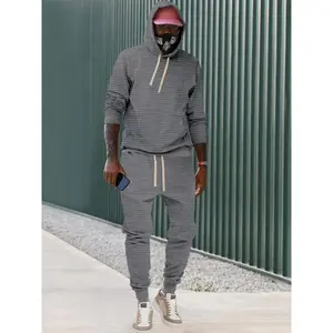 Men's Solid Color Zip-Up Hoodie & Track Pants Set, Polyester Material, Regular Fit Design, Zipper Pocket Details, Casual Sportswear, Casual Activewear, Streetwear Tracksuit Set